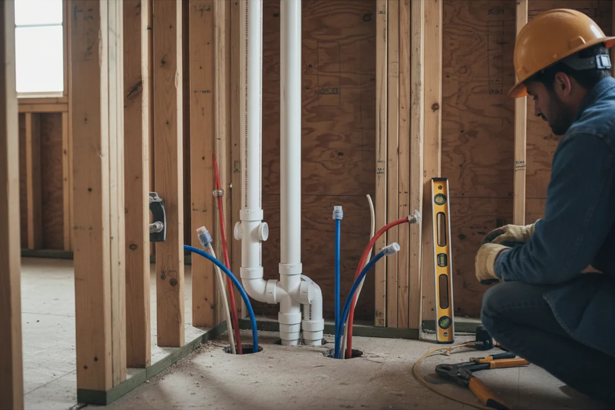 Drain and supply rough-in during Leak Detection in Amagansett