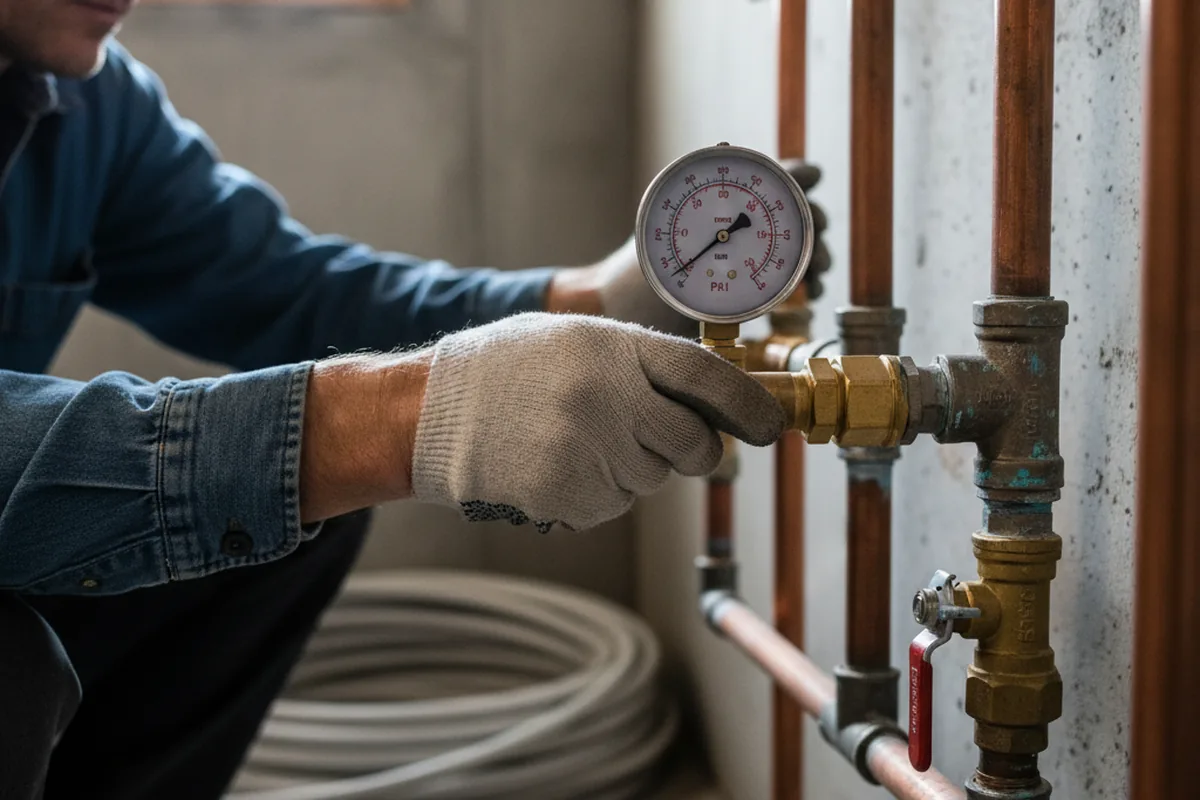 Pressure testing a repaired line during Water Line Repair in Amagansett